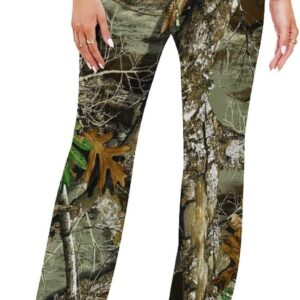 Bagea-Ka Autumn Hunting Tree Camo Pattern Women Yoga Pants Straight Wide Leg Pants Drawstring Casual Loose Sweatpants
