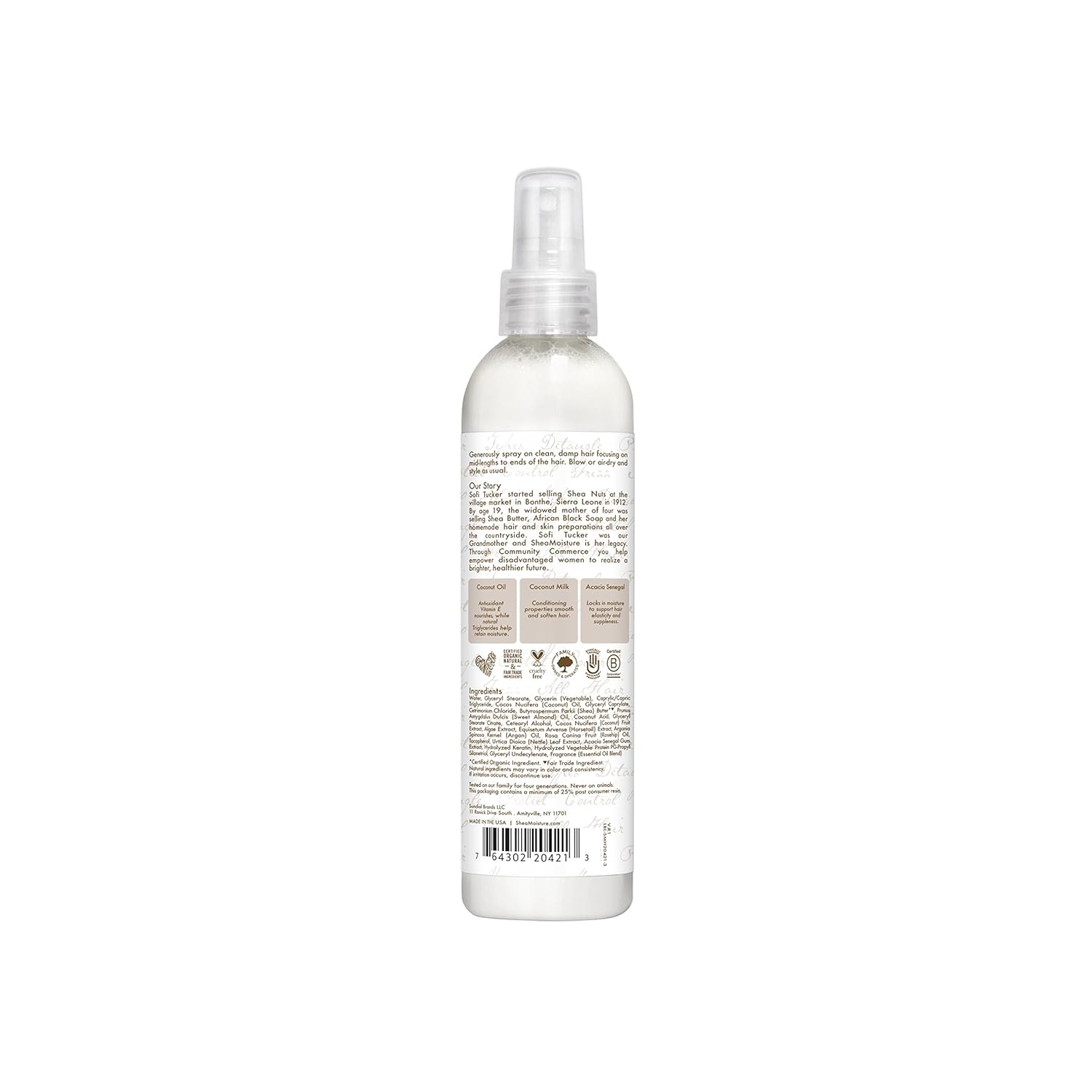 Shea Moisture 100% Virgin Coconut Oil Leave-in Treatment, Shine Curly and Tame Frizz for Tangle-Free Hair, All Natural certified Organic, 8 Ounce - Image 2