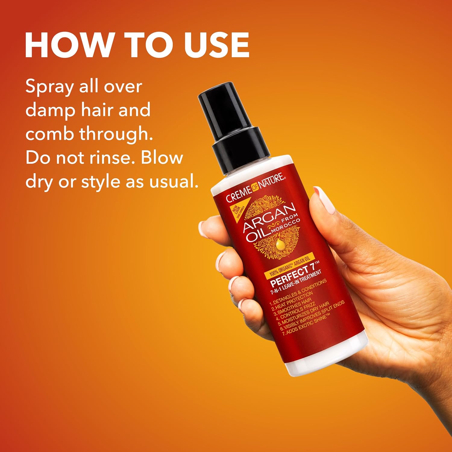 Creme of Nature Perfect 7™ Leave-In Treatment, 7-in-1 Spray For Frizz-Control, Protects From Heat and Detangles, Infused with Argan Oil, 5.1 fl oz - Image 6