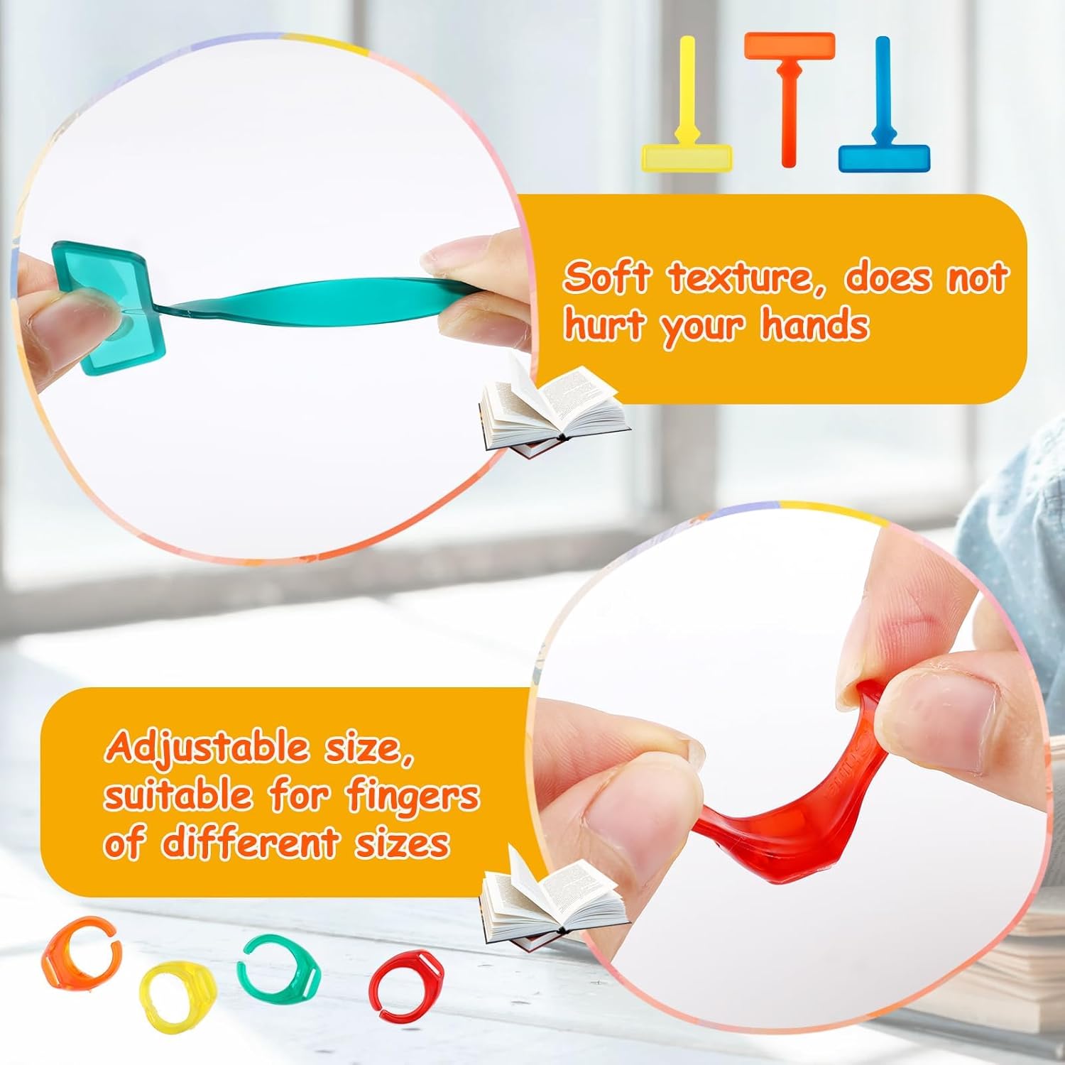32Pcs Guided Reading Strips,Finger Guided Reading Trackers,Children ADHD Finger Trackers with Finger Rings,Dyslexia Tools for Kids Bookmark Reading Trackers Reading Tools - Image 4