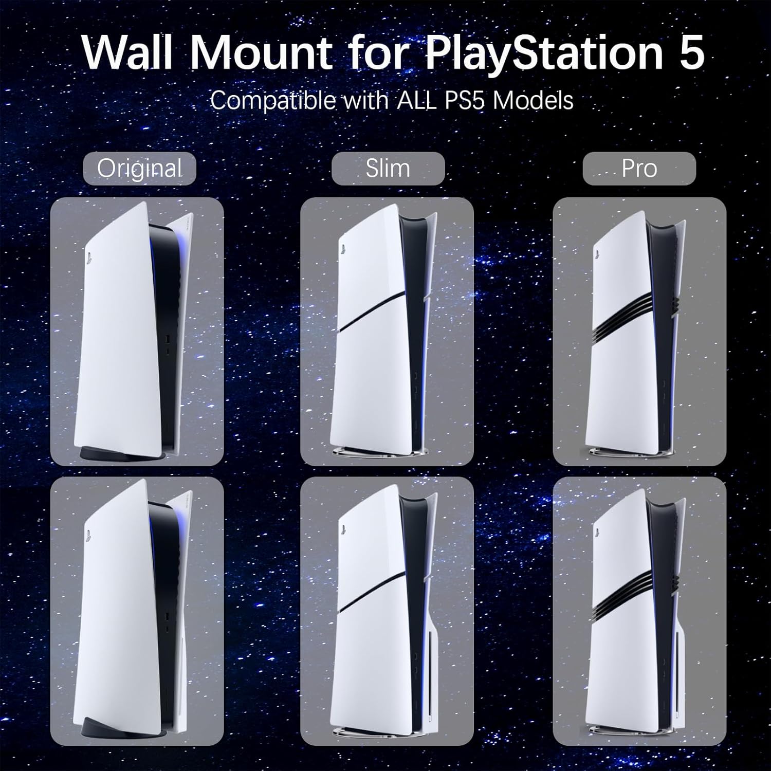 Hosanwell PS5 Wall Mount Kit with Charging Station, Compatible with PlayStation 5/Slim/Pro Disc & Digital Version, Dual Use Charging Station with Multi-Mode RGB Light, White - Image 7