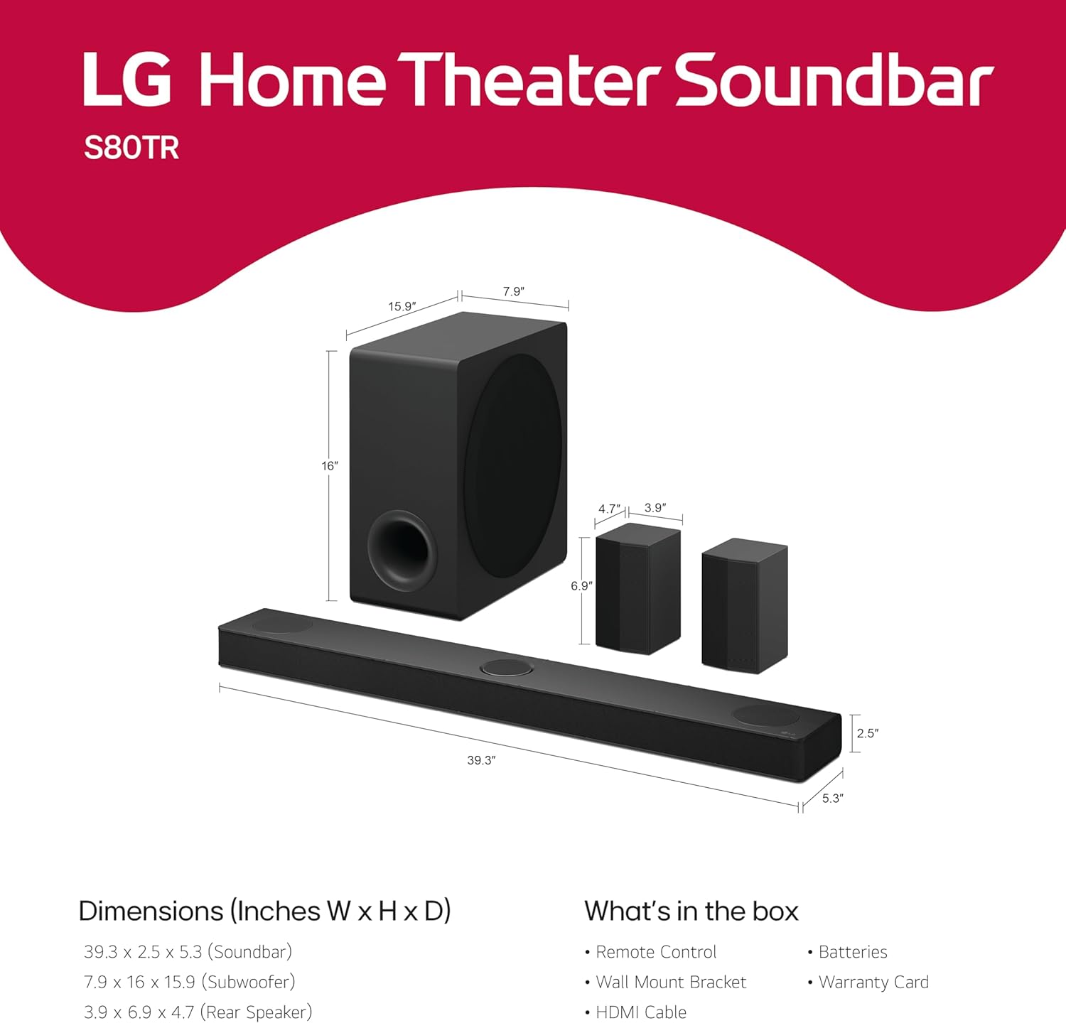 LG S80TR 5.1.3 ch. OLED evo TV Matching Home Theater Soundbar with Rear Surround Speakers and Wireless Subwoofer, Wow Orchestra, Dolby Atmos, WOWCAST Built-in (2024 Model) - Image 4