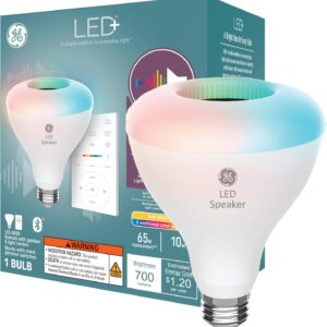 GE LED+ Color Changing Speaker LED Light Bulb, BR30 Indoor Floodlight Bulb, Soft White and Multicolor (1 Pack)