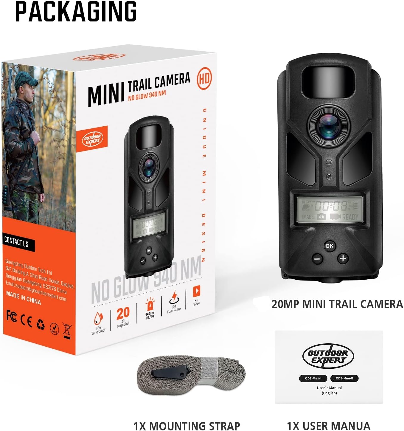 20MP MINI Trail Camera,1080P Hunting Trail Camera with No Glow 940nm Night Vision Motion Activated IP66 Waterproof,80ft Illumination Range Hunting Game Cam for Wildlife Monitoring - Image 9