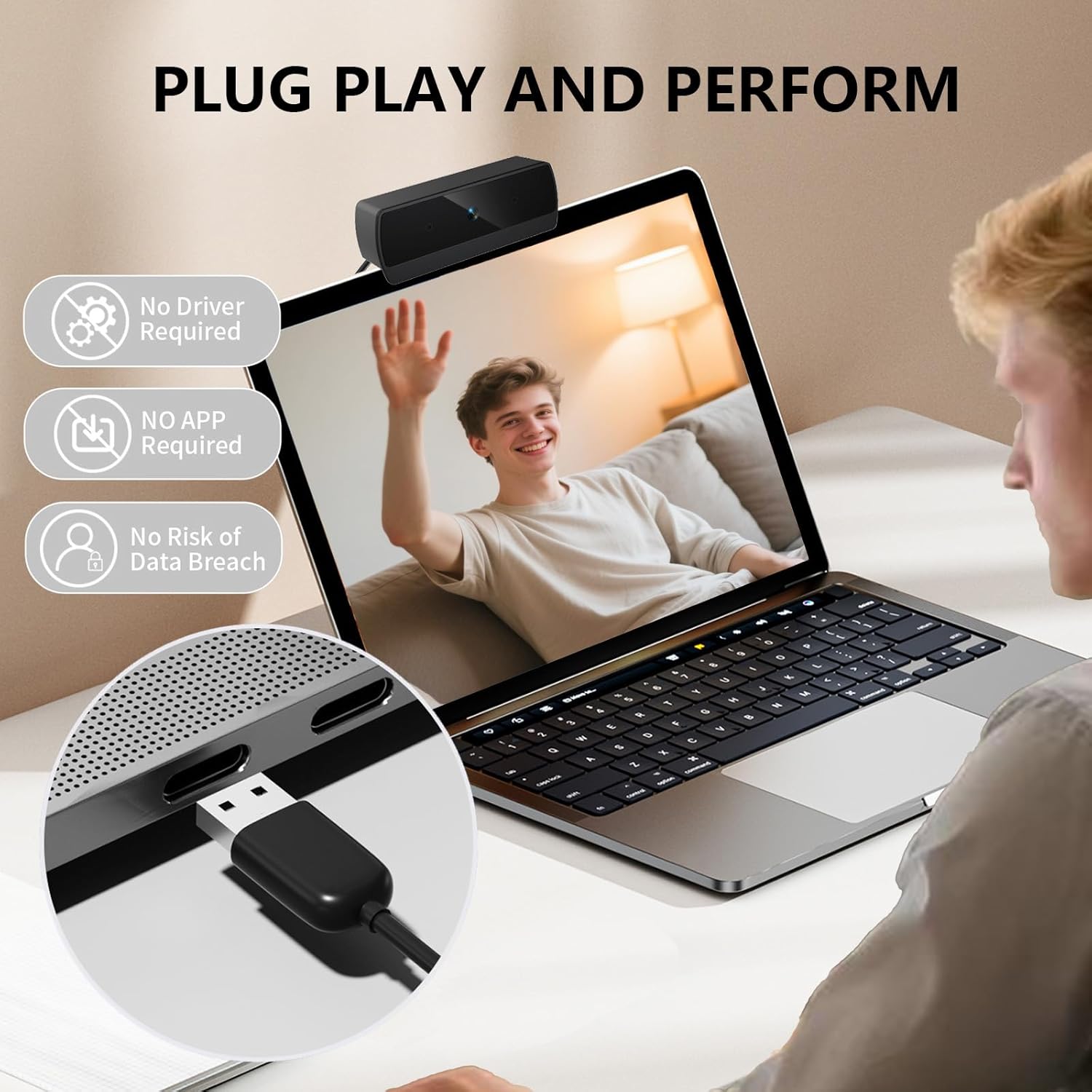 1080p Webcam for PC Laptop Desktop Computer, USB Webcam with Microphone, Streaming Camera, Plug & Play, for Meeting/Online Video Calls - Image 6
