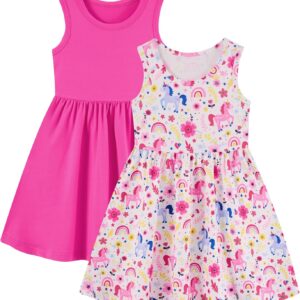 Funnycokid Toddler Girls Dress Sleeveless 2 Pack Kids 2-6 Years