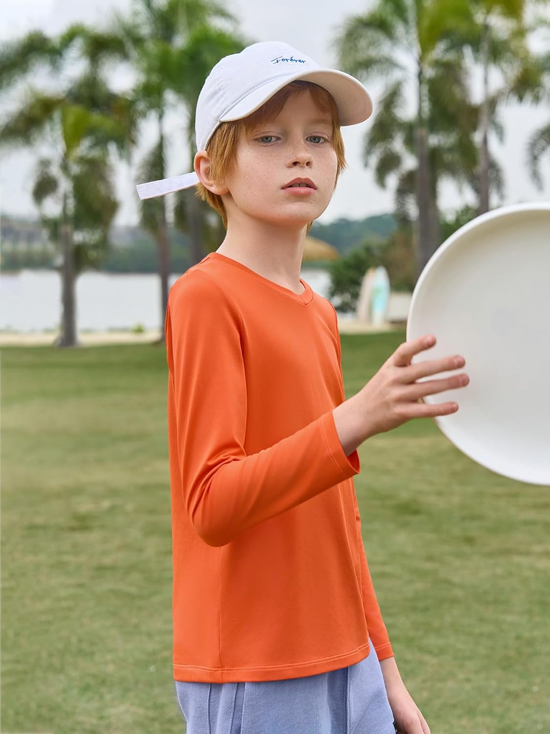 Haloumoning Boys Long Sleeve Shirts Dry Fit Athletic T Shirts for Teens Kids V-Neck Comfy Tops Tees 5-14 Years - Image 4