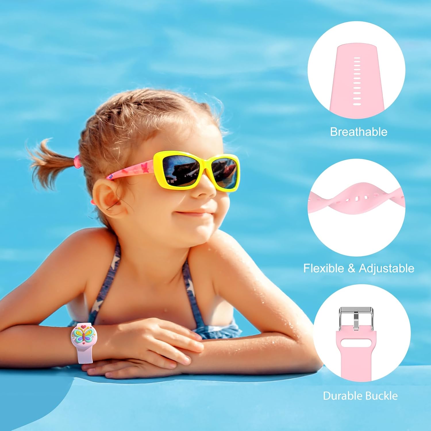 Waterproof Airtag Bracelets for Kids - (2 Pack) Soft Silicone Hidden Airtag Wristband - Lightweight GPS Tracker Holder Compatible with Apple Airtag Band for Child(Butterfly/Cat) - Image 3