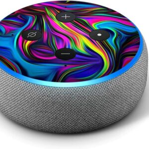 Neon Color Swirl Gasses – Vinyl Decal Skin Compatible with Amazon Echo Dot 3rd Generation Alexa – Decorations for Your Smart Home Speakers, Great Accessories Gift for mom, dad, Birthday, Kids