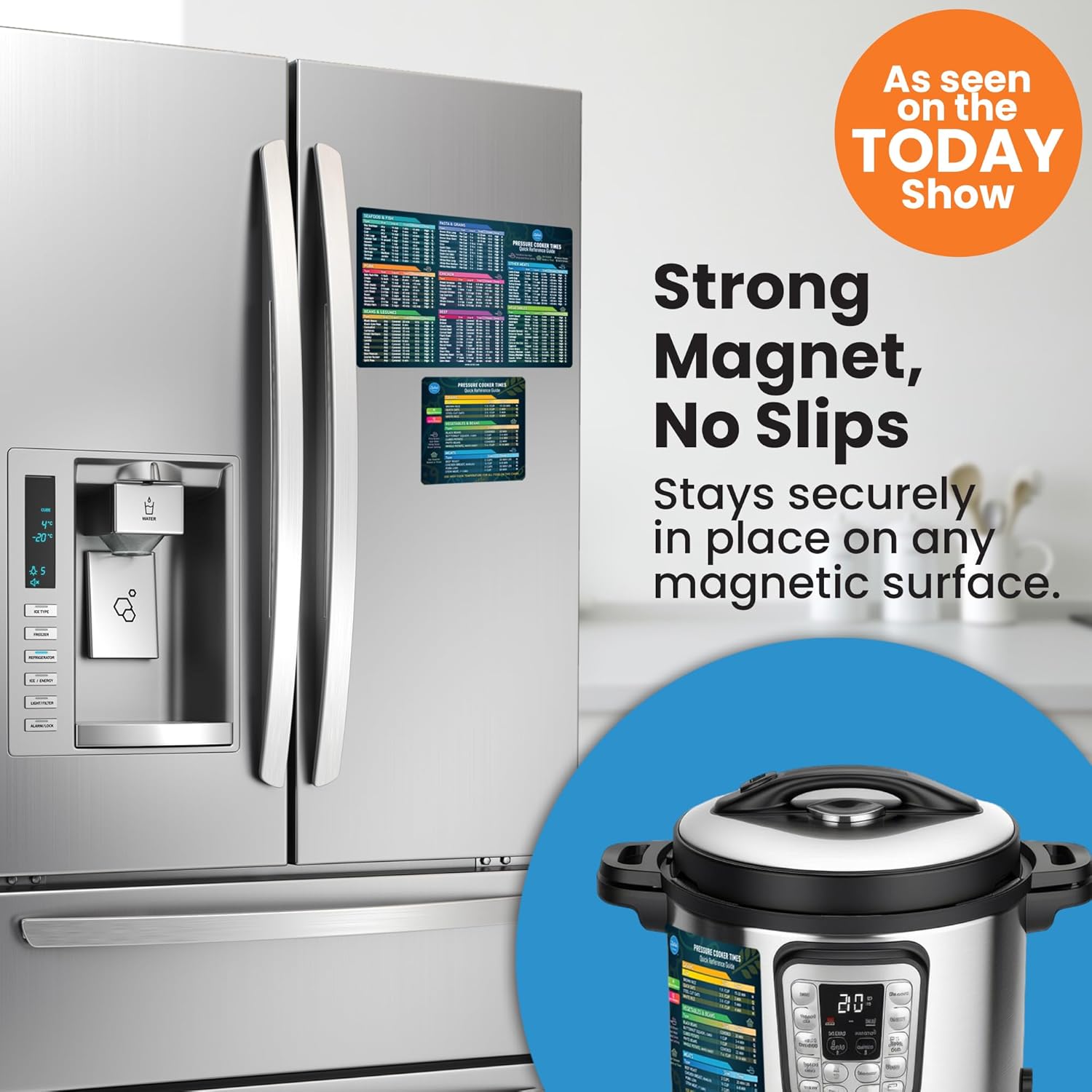 Air Fryer Magnetic Cheat Sheet Set - Air Fryer Accessories Cookbook - As Seen on The Today Show an Easy to Use AirFryer Time Chart Set - Strong Magnet Quick Reference Cooking Guide for Frying (Black) - Image 5