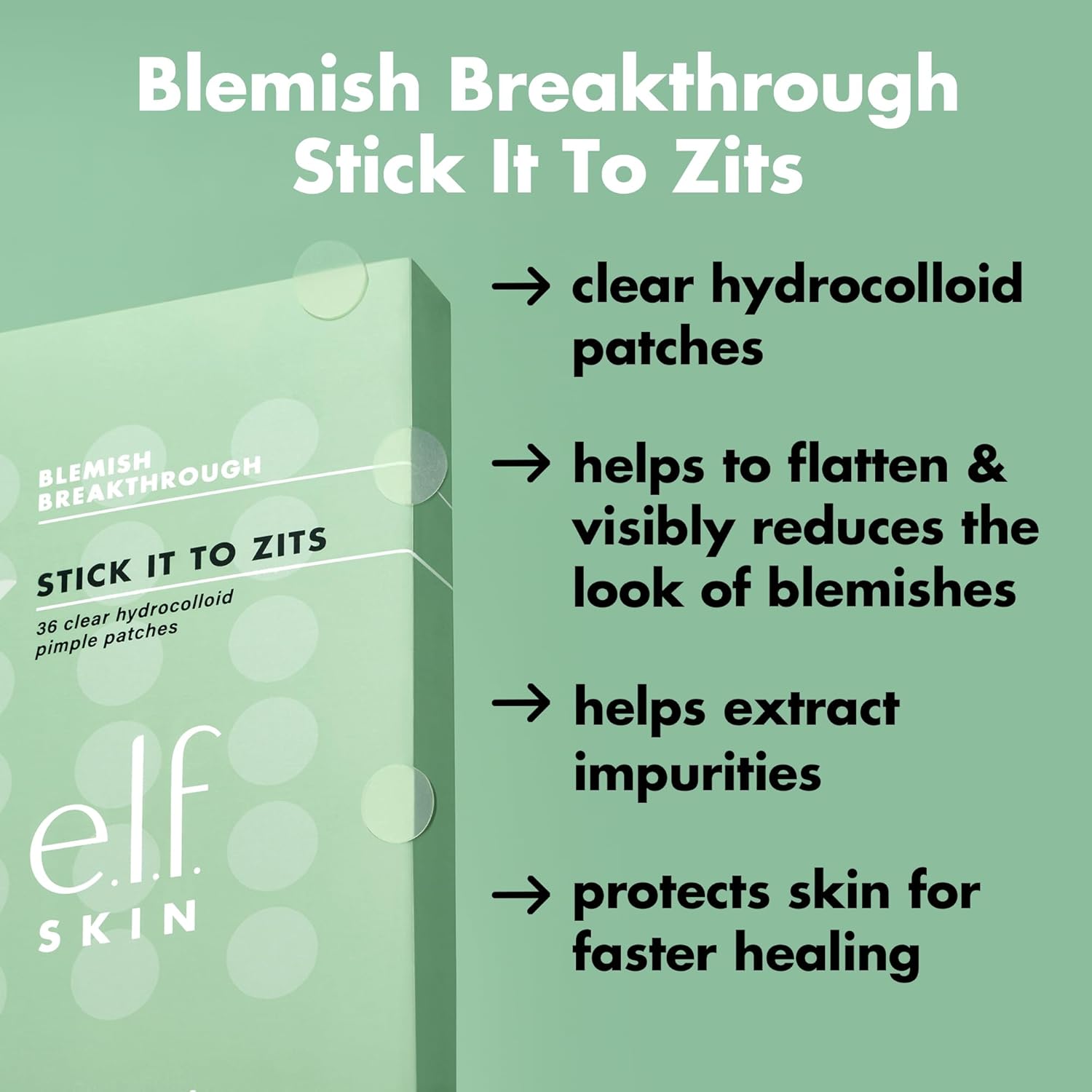 e.l.f. SKIN Blemish Breakthrough Stick It To Zits Pimple Patches, Helps Reduce The Look of Blemishes & Heal, Vegan & Cruelty-free, 36 Patches - Image 2