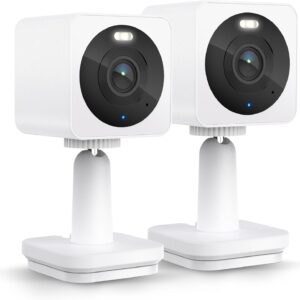 WYZE Cam OG Indoor/Outdoor 1080p Wi-Fi Smart Home Security Camera with Color Night Vision, Wired, Motion Detection, 2-Way Audio, Compatible with Alexa & Google, White (2-Pack), Free Expert Setup