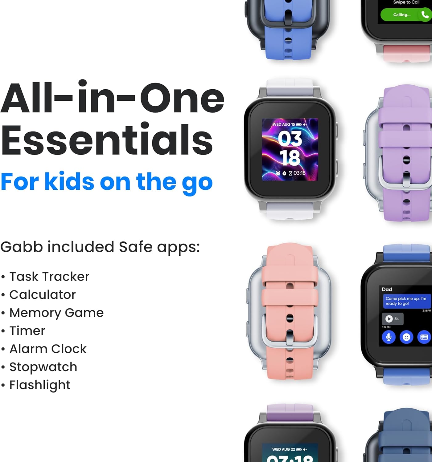 Gabb Watch 3e - GPS Tracker for Kids, Digital Smart Watch, No Social Media or Internet, Fees Required (Silver) - Image 5