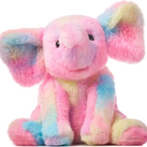 Hopearl Adorable Plush Calf Elephant Toy Floppy Elephish Ultra Soft Stuffed Animal for Boys Girls Kids Toddlers, Rainbow, 9”