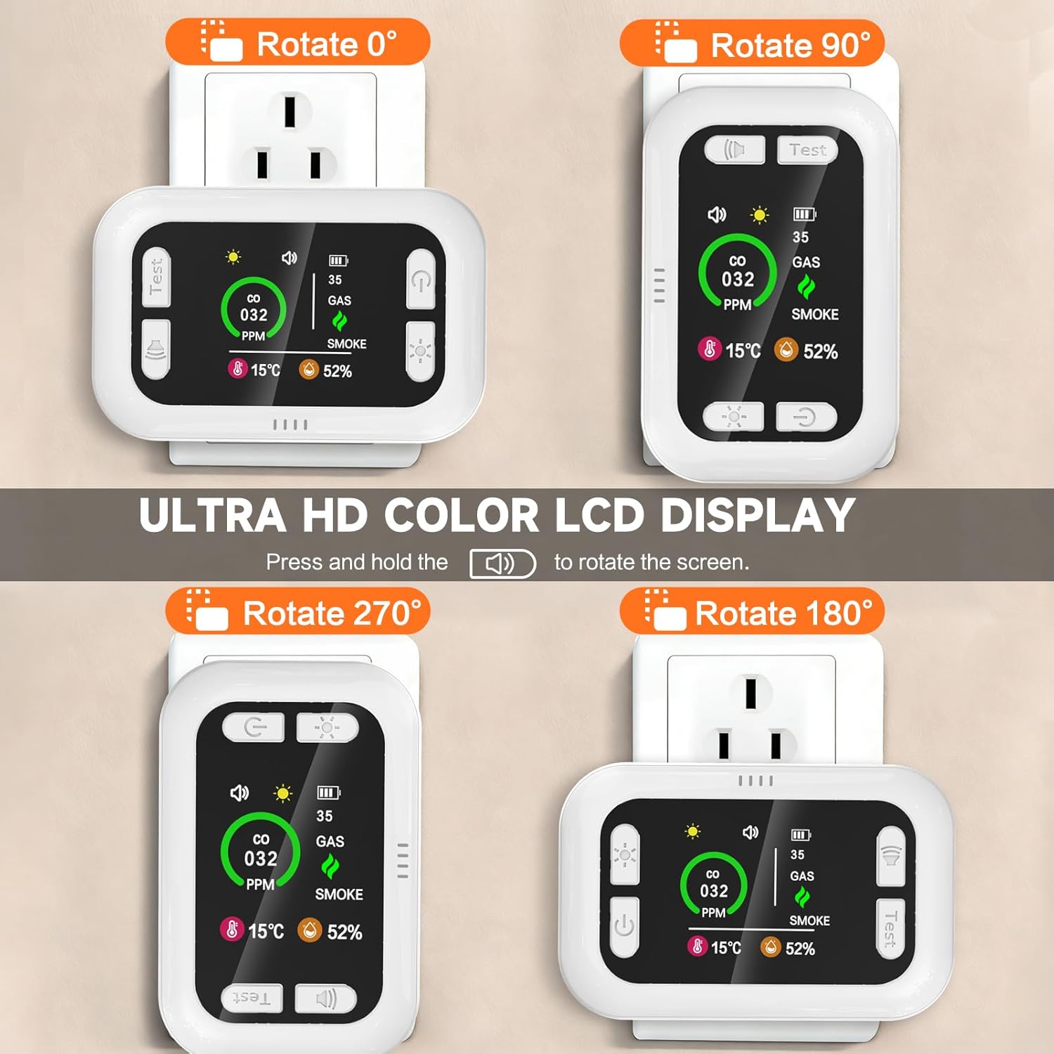 6 in 1 Carbon Monoxide Detectors Plug-in, Smoke Detector & Natural Gas Detector/Alarm with Battery Backup, HD Digital Screen for CO, Gas, Smoke, Temp, Humidity - Home Safety for House, RV, Apartment - Image 7