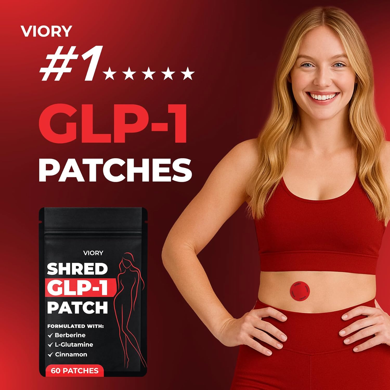 VIORY GLP-1 Patches for Women & Men | GLP1 Patch with Berberine, L-Glutamine, Garcinia Cambogia, Resveratrol | 60 Days Supply - Image 2