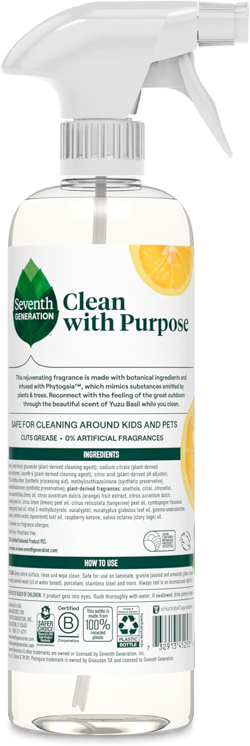 Seventh Generation All Purpose Cleaner Rejuvenating Yuzu Basil, For All Surfaces, 23 fl oz, Pack of 4 - Image 2