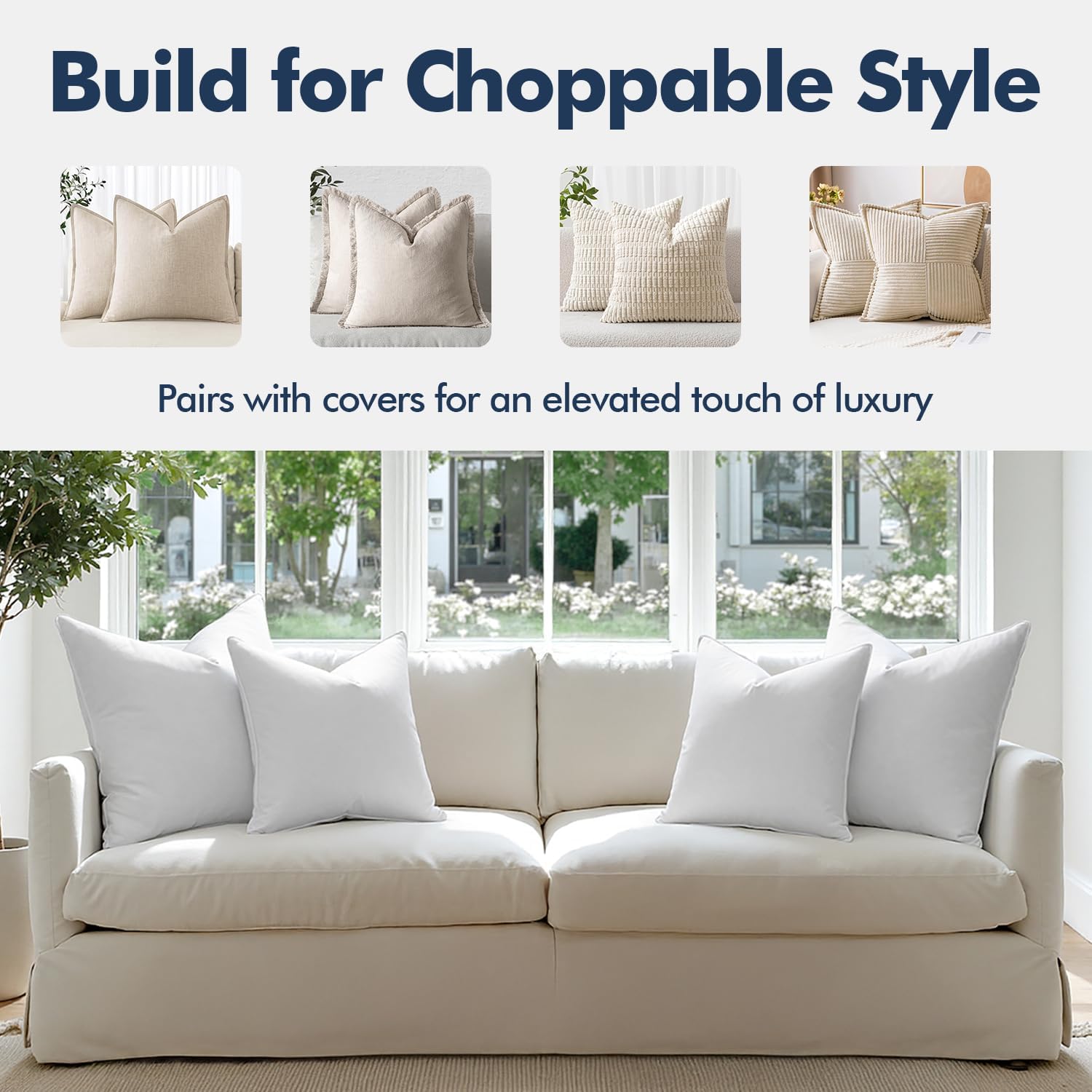 MIULEE 18x18 Pillow Inserts, Pack of 2 Down Feather Premium Throw Pillows with Cotton Fabric for Bed Couch Living Room Sofa - Image 3