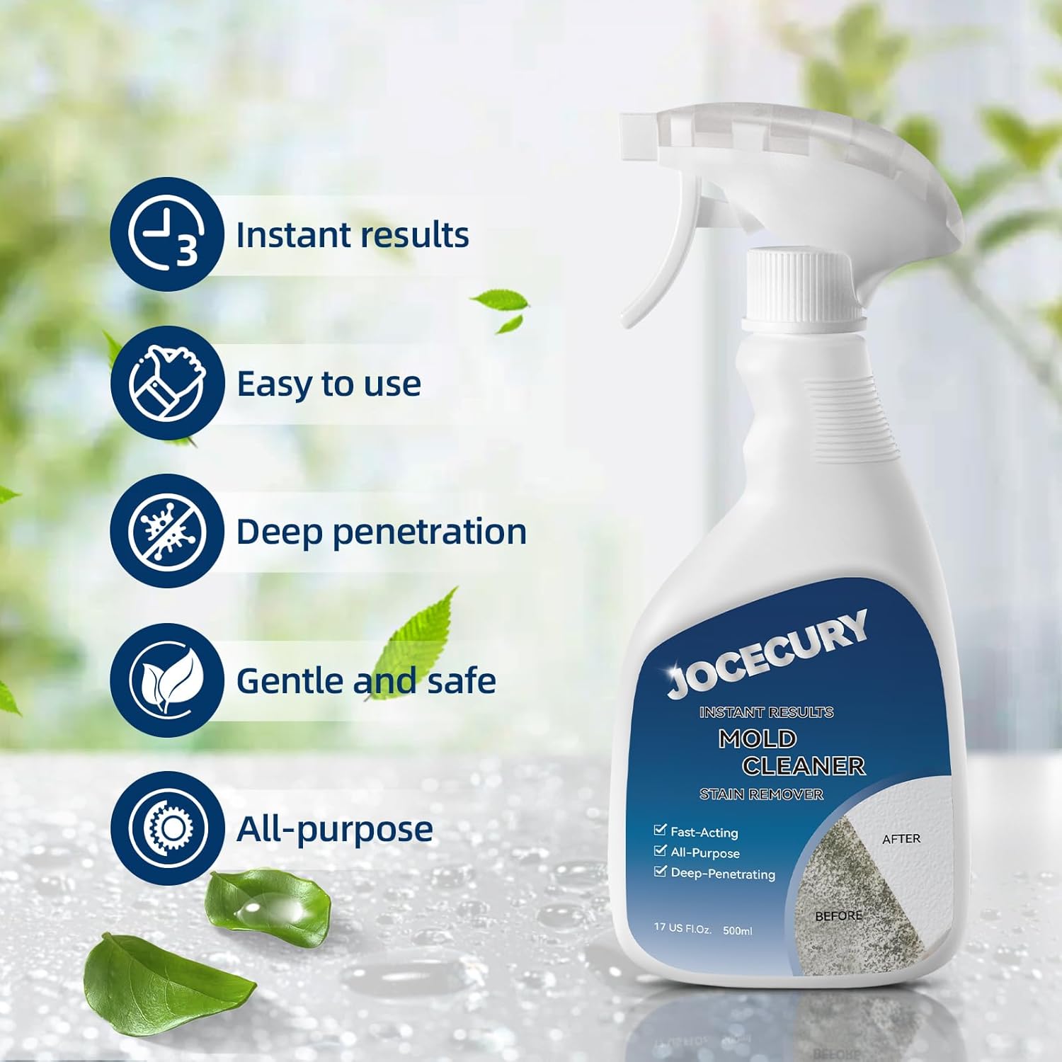 Jocecury 500ML Foaming Stain Remover Spray, Multi-Purpose Foam Cleaner for Bathroom, Kitchen & Hard Surfaces,Deep Penetrating Grout & Glass Stains Instantly - Image 2