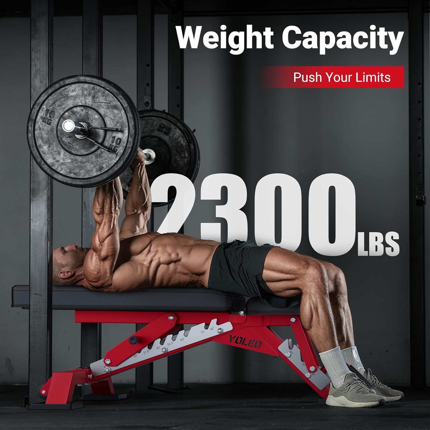 YOLEO Commercial Adjustable Weight Bench - MAX 2300LBS Heavy Duty Workout Bench for Home Gym, Decline/Flat/Incline Bench Press 2.4" Thick Pad (6-Step Assembly) - Image 3