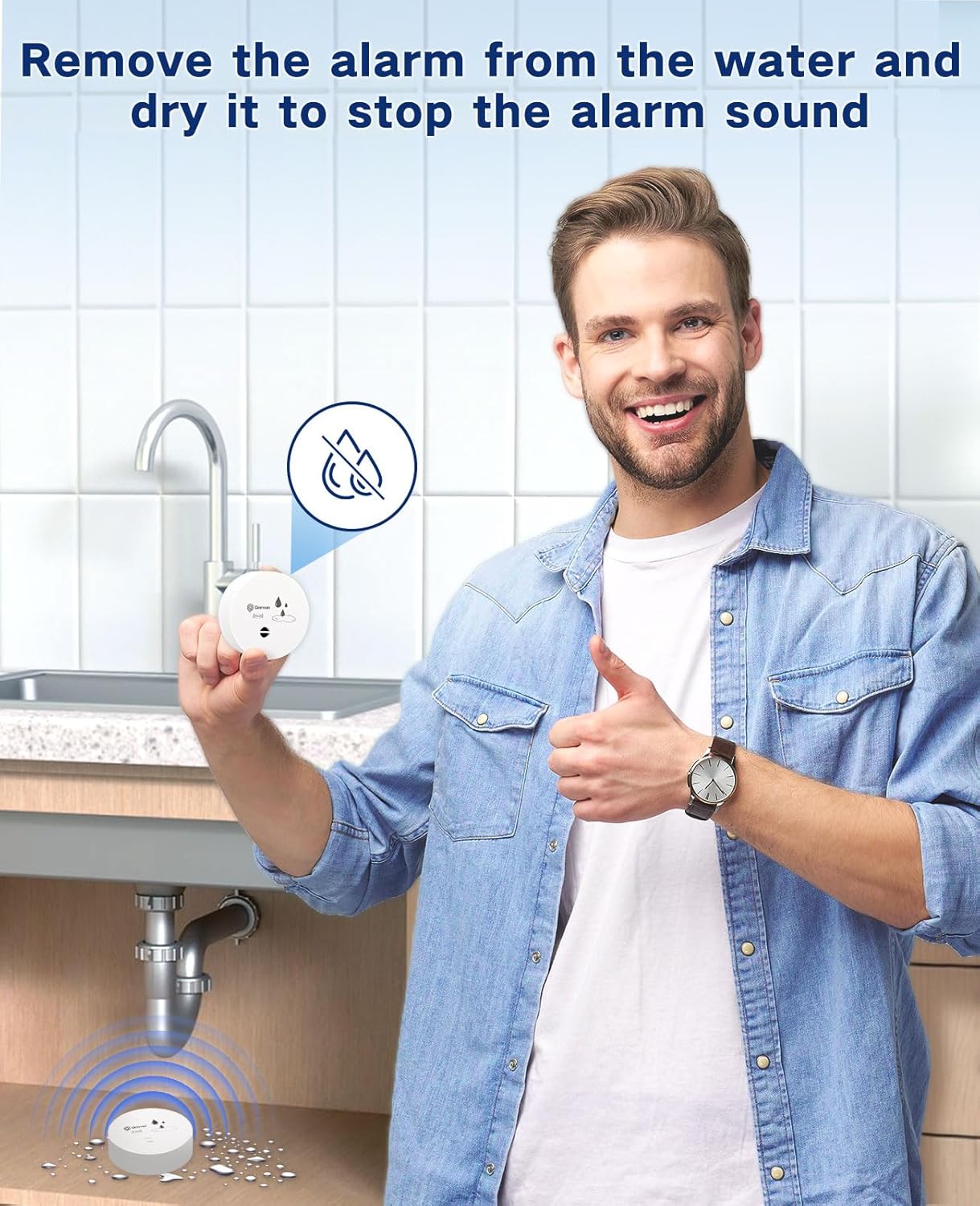 Geevon 10 Pack Water Leak Detectors, 100dB Water Sensor Alarms Flood Detector for Basements, Bathrooms, Laundry Rooms, Kitchens, Garages, and Attics, Water Alarms Battery-Operated (Battery Included) - Image 6