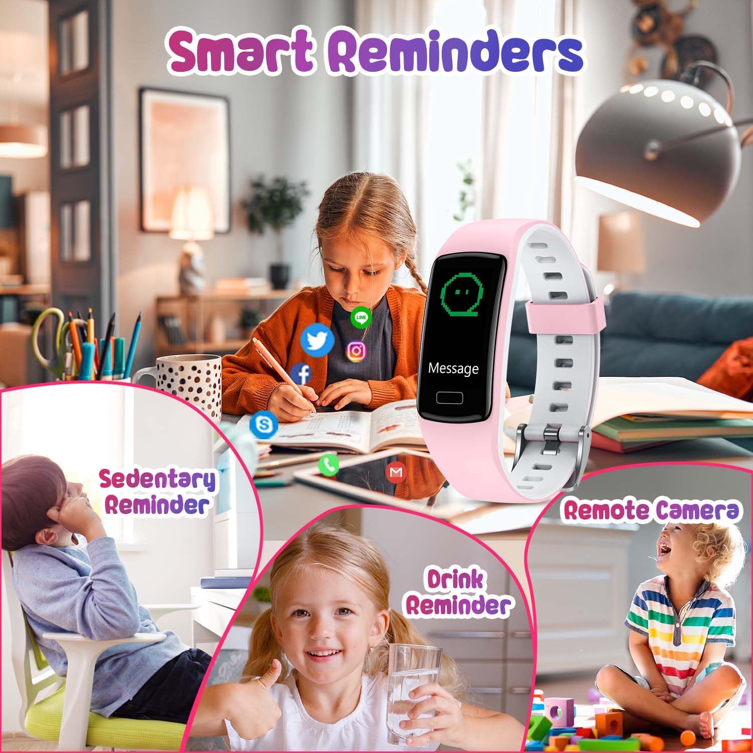 Smart Fitness Tracker Watch for Kids - Boys Girls Waterproof Smartwatch with Pedometer Heart Rate Sleep Tracking Alarm Clock Activity Tracker Calorie Step Counter Watch for Girls Boys Teens - Image 6