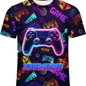 Boys Custom Name T-Shirt Kids Ages 4-14 | Personalized Graphic Tee Soft Breathable Polyester Durable for School Play