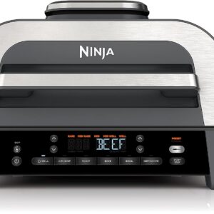 Ninja DG551 Foodi Smart XL 6-in-1 Indoor Grill with Air Fry, Roast, Bake, Broil, & Dehydrate, Foodi Smart Thermometer, 2nd Generation, Black/Silver