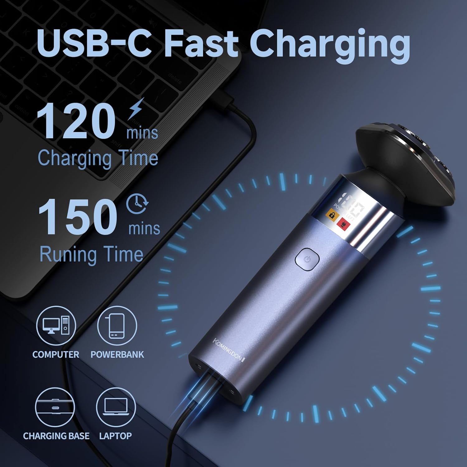 3 in 1 Electric Razor for Men,Cordless Electric Shaver,Men's Grooming kit for Beard,sideburn,Body Hair,Nose and Ear Hair,face,Waterproof,USB-C Charging,Men's Gift - Image 4