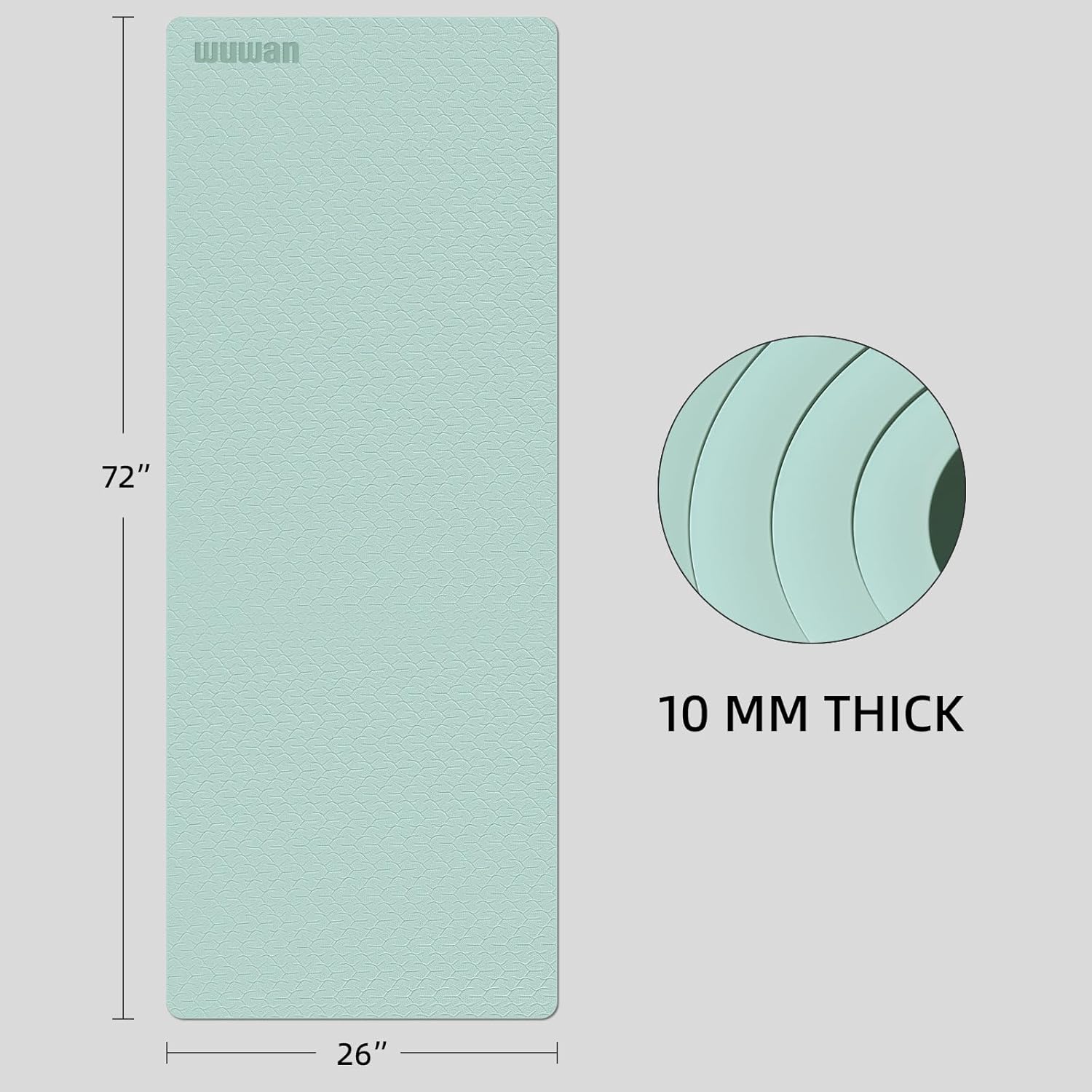 10 mm Yoga Mat 72"x26" TPE Non-Slip Exercise Mat 0.4" Thick, Easy-to-Carry Fitness Mat for Yoga, Pilates & Workout, Made with Recyclable Material, Durable, Easy to Clean - Image 3