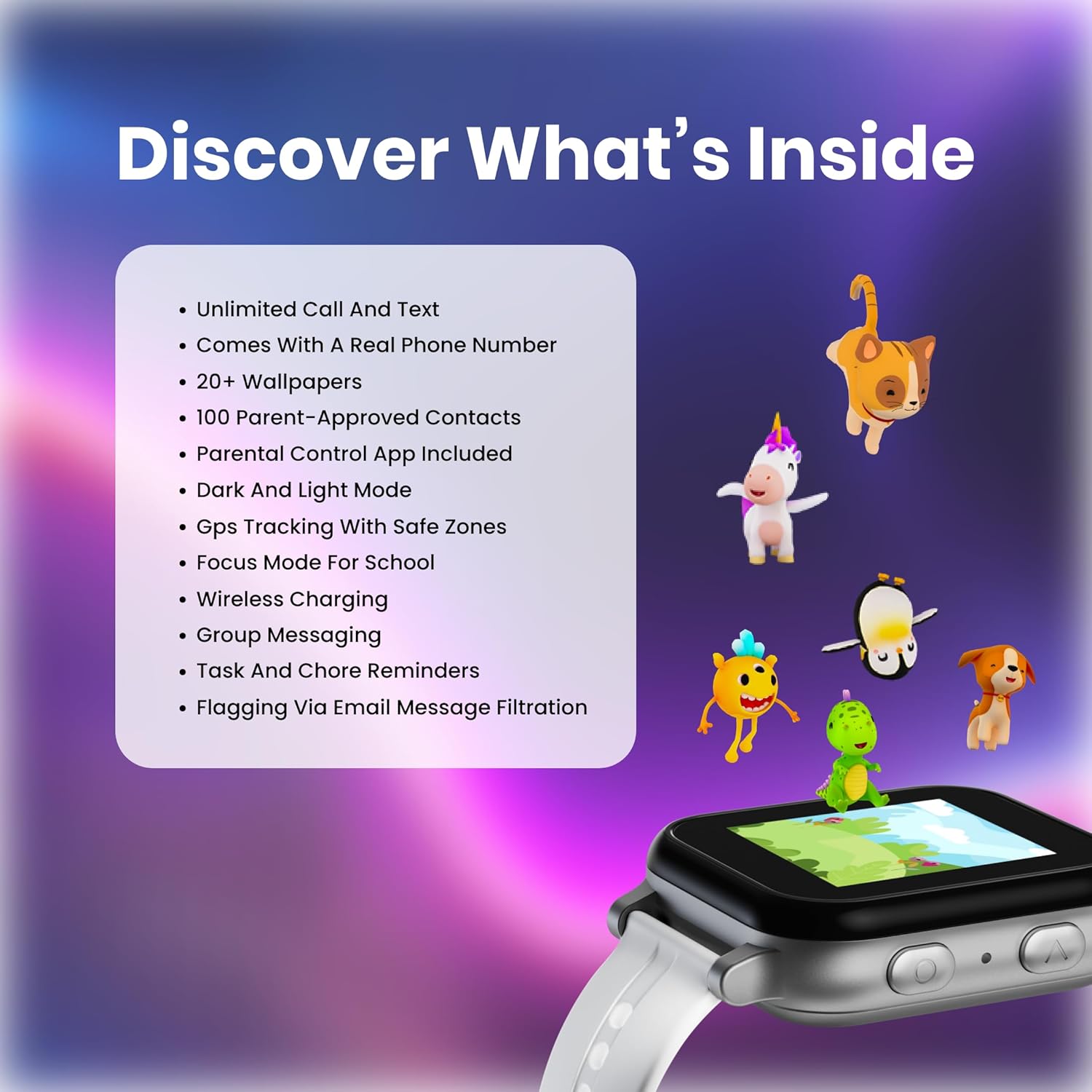 Gabb Watch 3e - GPS Tracker for Kids, Digital Smart Watch, No Social Media or Internet, Fees Required (Silver) - Image 6