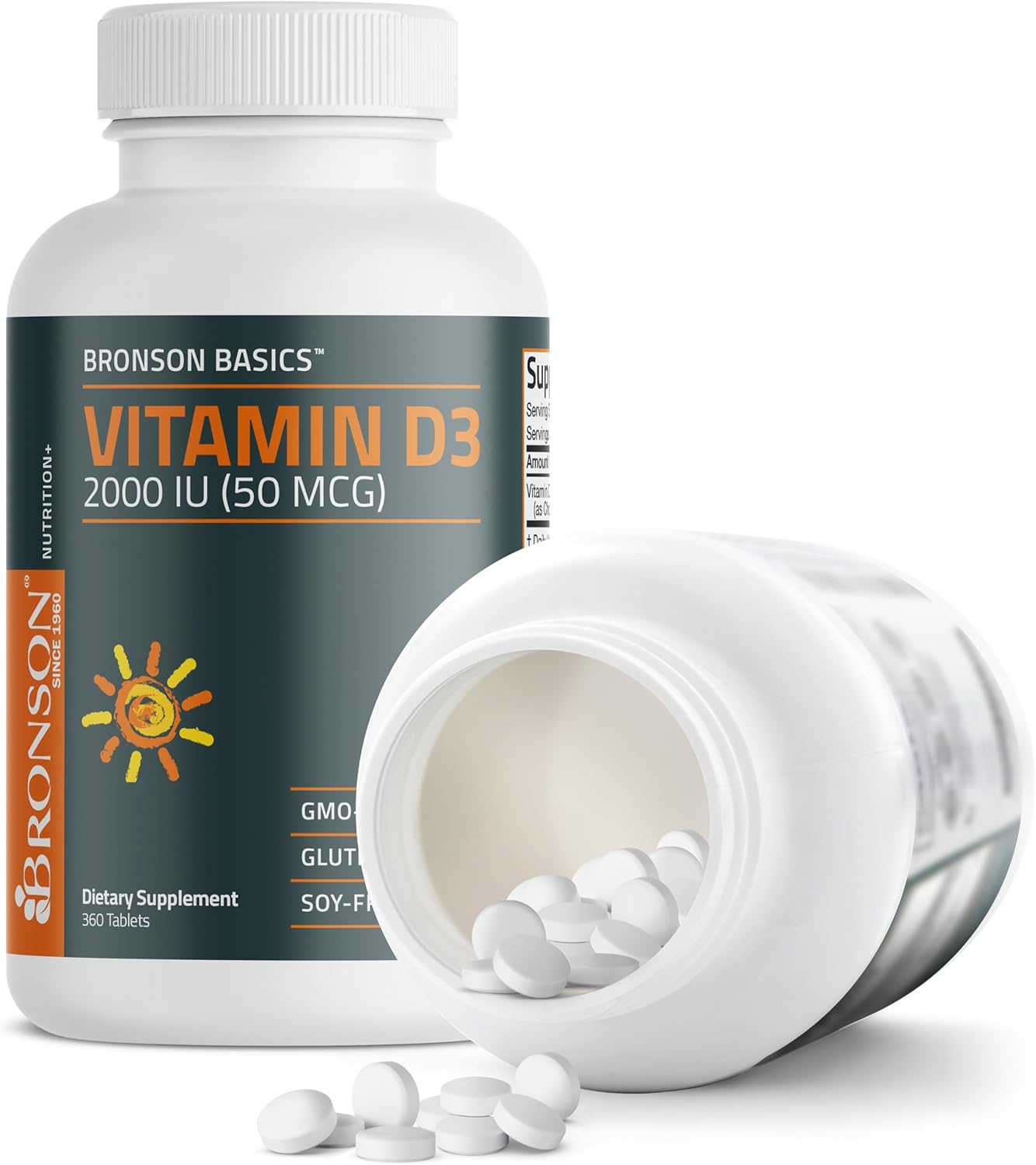 Bronson Vitamin D3 2000 IU (50mcg) Non-GMO, 360 Tablets - Image 6