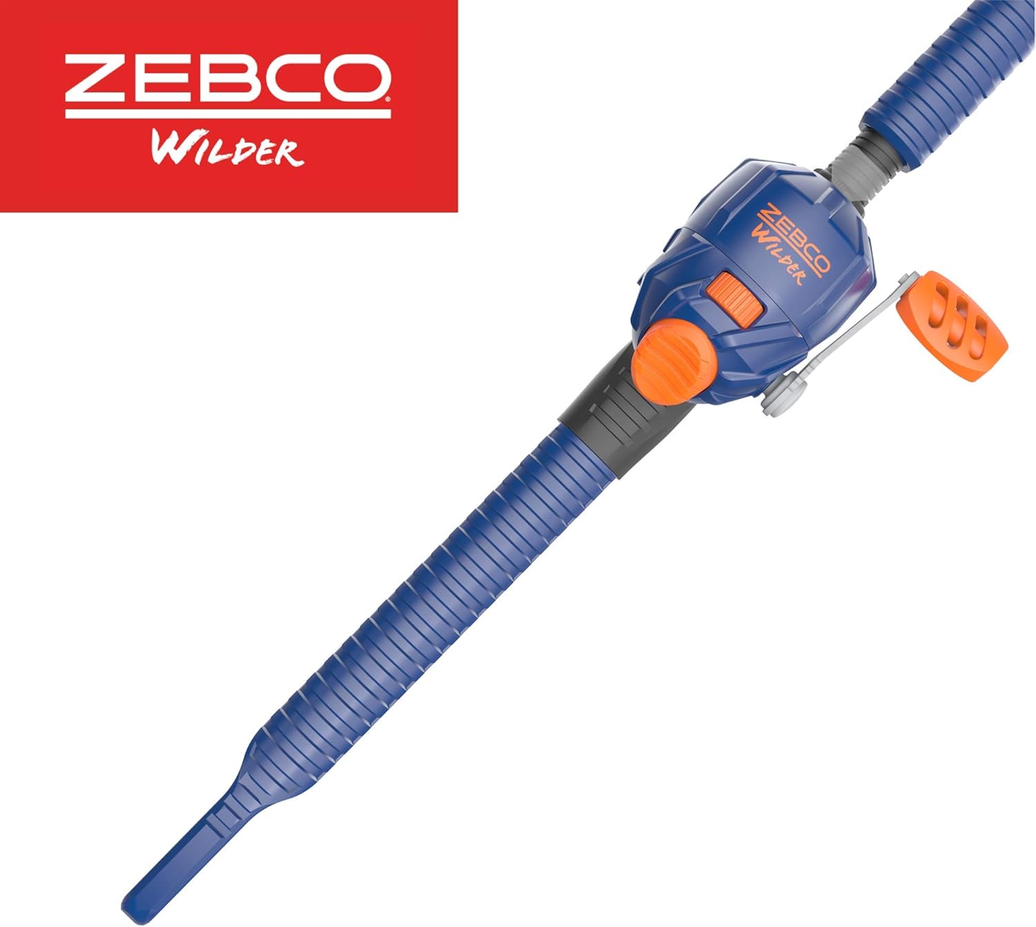 Zebco Wilder Fishing Reel and Rod Combo, 4'3" Durable Fiberglass Rod with Built-In Carabiner, Patented No-Tangle Reel, Pre-Spooled with 6-Pound Zebco Cajun Fishing Line, Blue/Orange - Image 5