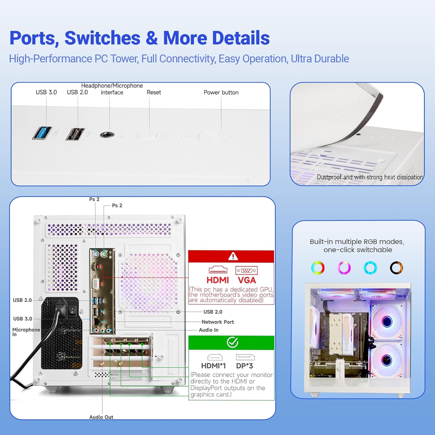 Prebuilt Tower Gaming PC, Ryzen 7 5700X (8-Core/16-Thread, Up to 4.6GHz), RTX 3050 6GB, 16GB DDR4 RAM, 512GB NVMe SSD, WiFi6, 4K Editing/Streaming/VR, High End Desktop Computer - Image 5