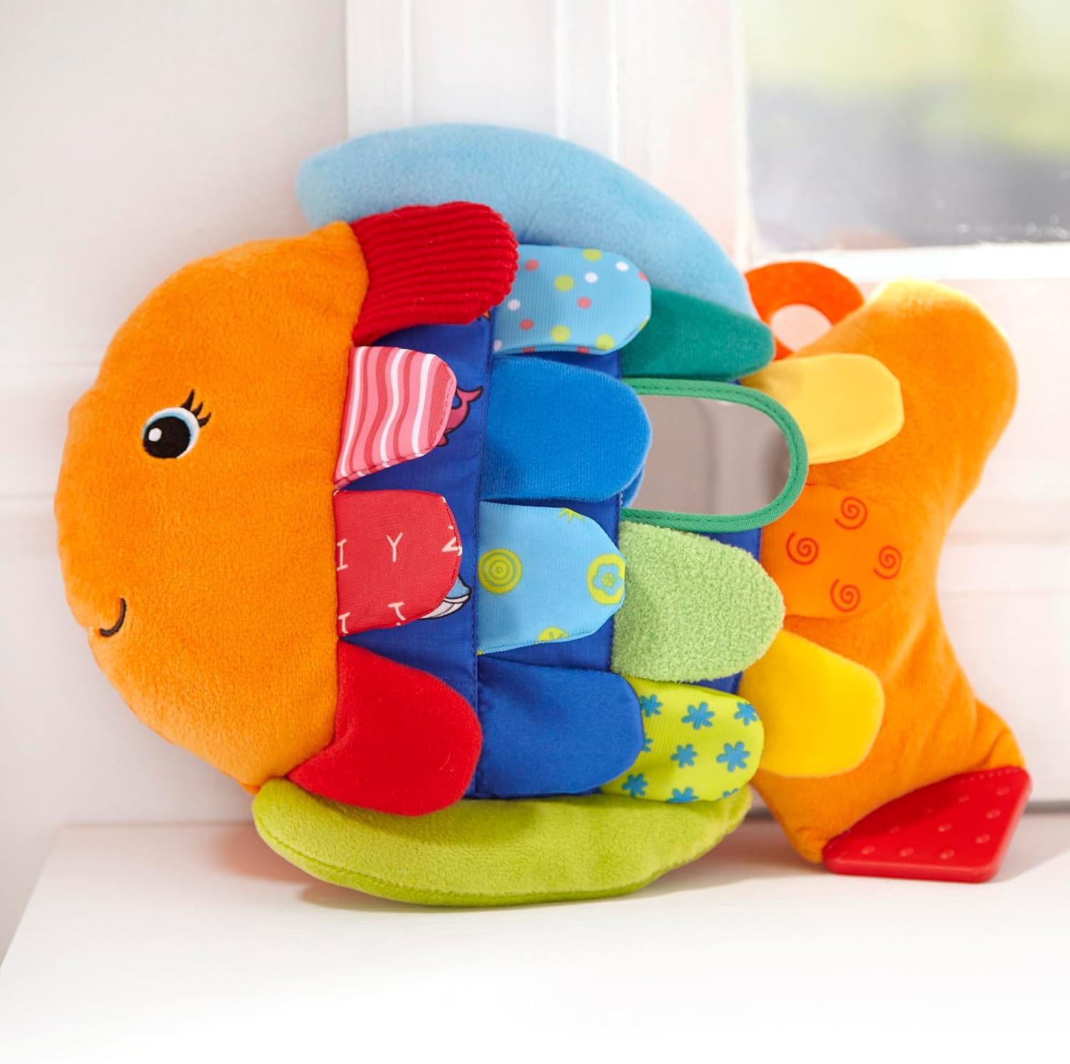 Melissa & Doug K’s Kids, Flip Fish Stuffed Animal, Soft Baby Book, Multi-Textured Squeaking & Crinkling Infant Sensory Toys for Babies with Baby Mirror, Tummy Time Toys for Infants Ages 0–9 Months - Image 10