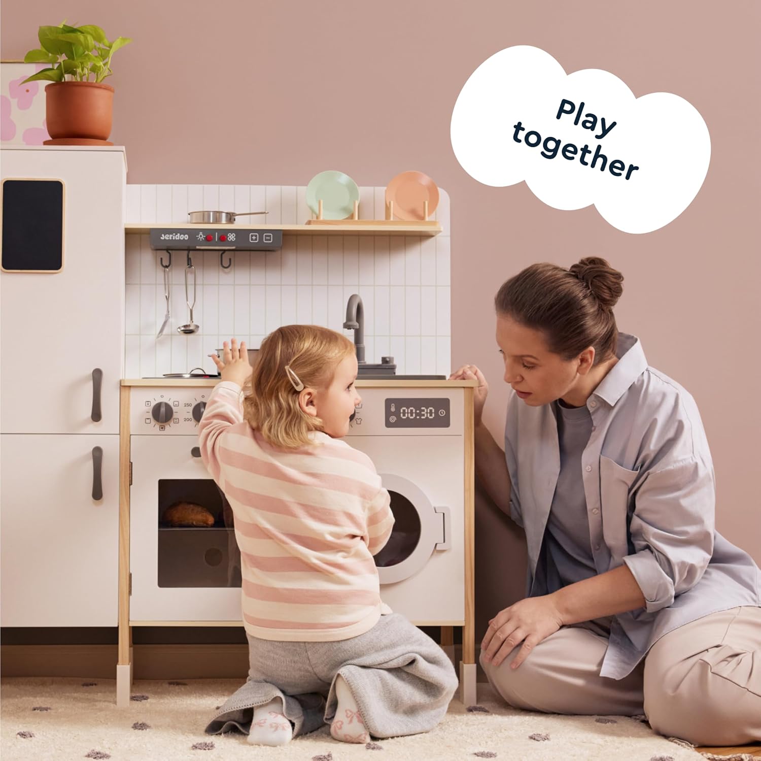 Wooden Kitchen Master Chef's Kitchenette with Sink & 180 Rotated Faucet Toy, Pretend Playset for Toddlers 3-6 – Interactive Kids Kitchen Playset with Lights & Sounds - Image 4