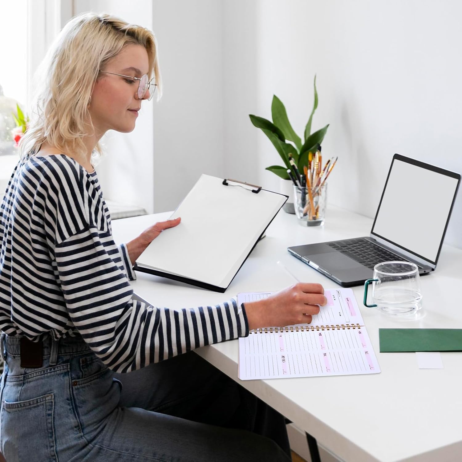 Undated Weekly Planner with Habit Tracker, 52 Weeks To Do List Notebook A5 Weekly Goal Planner with Spiral Binding & Stickers Home Work School Supplies for Women Girls 8.2" x 5.7" - Pink - Image 5