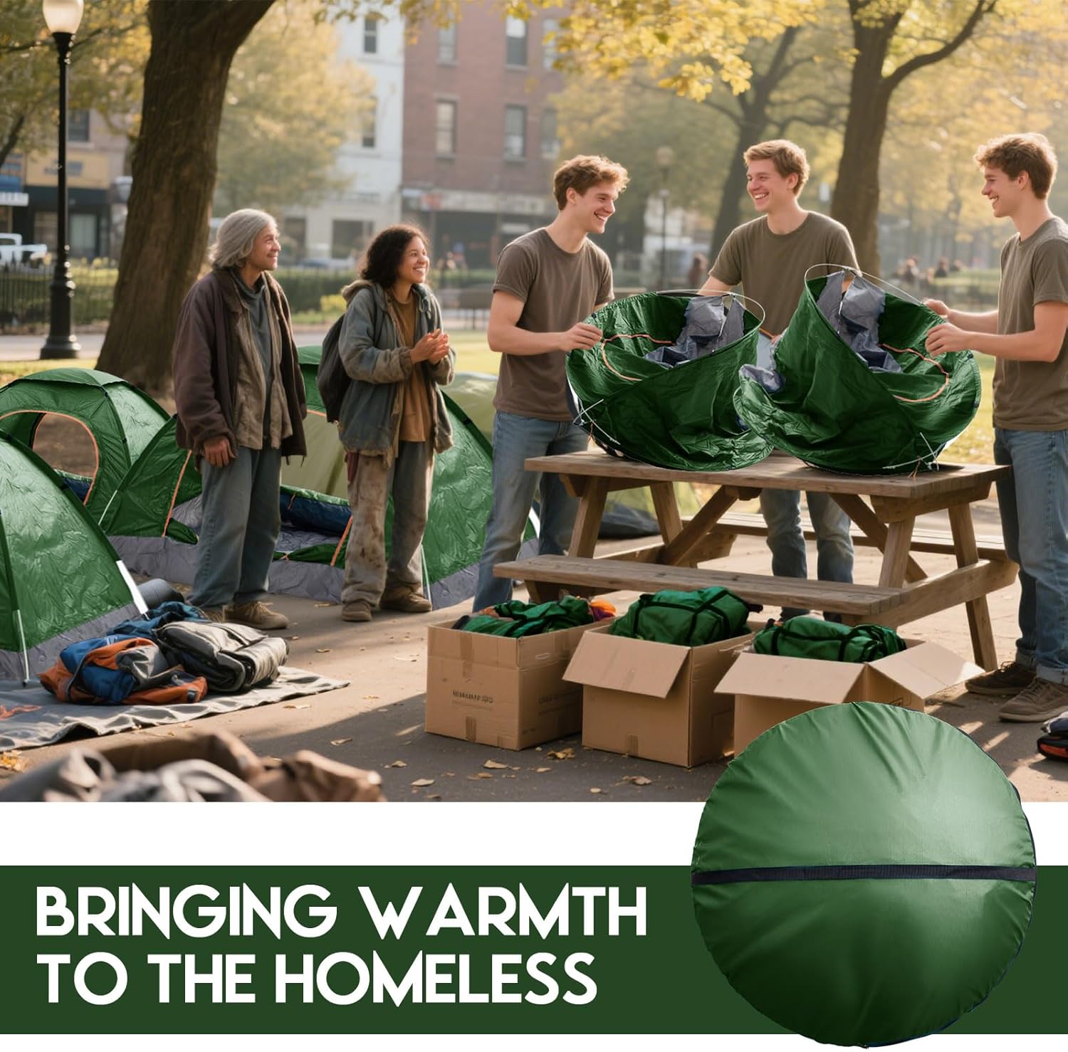 5 Set 2 Person Camping Tent for Homeless Bulk Includ 5 Pack Lightweight Tent and 5 Pack Sleeping Bag Waterproof Windproof Setup Pop up with Rain Cover Carrying Bag for Homeless Hiking - Image 6