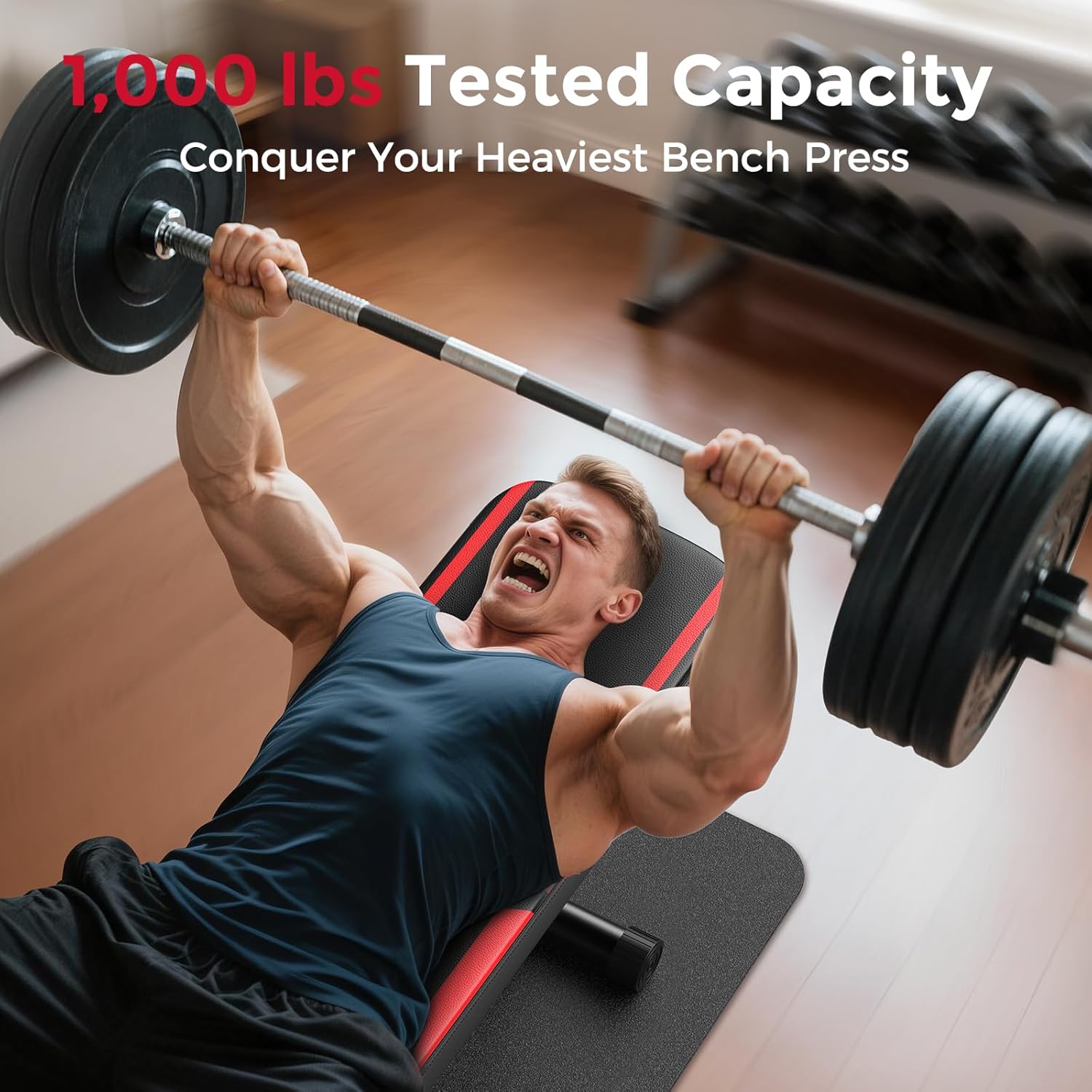 FLYBIRD Flat Bench, Foldable Flat Weight Bench Easy Assembly for Strength Training Bench Press, 600/1000 LBS 2 Versions - Image 3