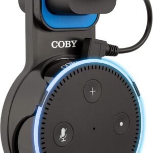 Coby Wall Mount for Echo Dot 2nd Generation, Smart Speaker Holder with Built-in Cable Management, 7.75″ USB Charging Cable, Space-Saving Alexa Mount for Kitchen, Bedroom, Office, Bathroom