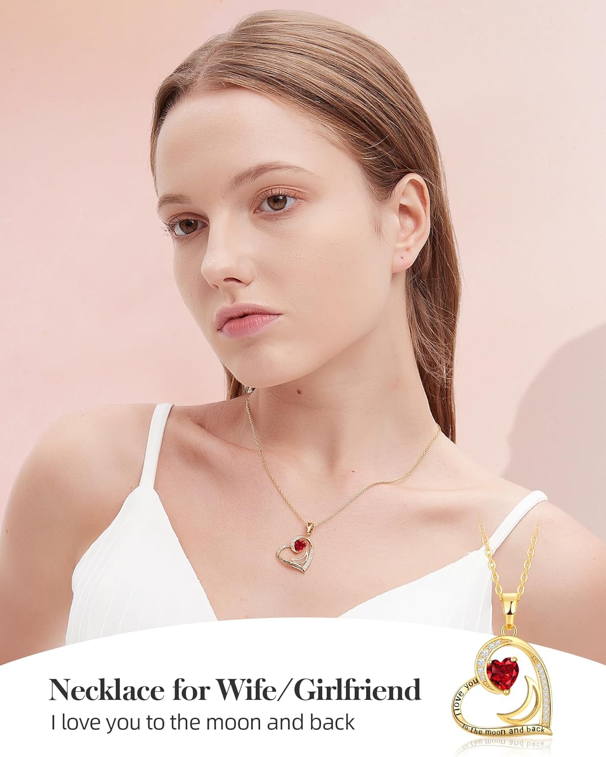 Heart Gold Necklace for Women Birthday Gifts for wife Jewelry for Wife Necklace for Girlfriend Mom Daughter Gold Jewelry for Women - Image 2