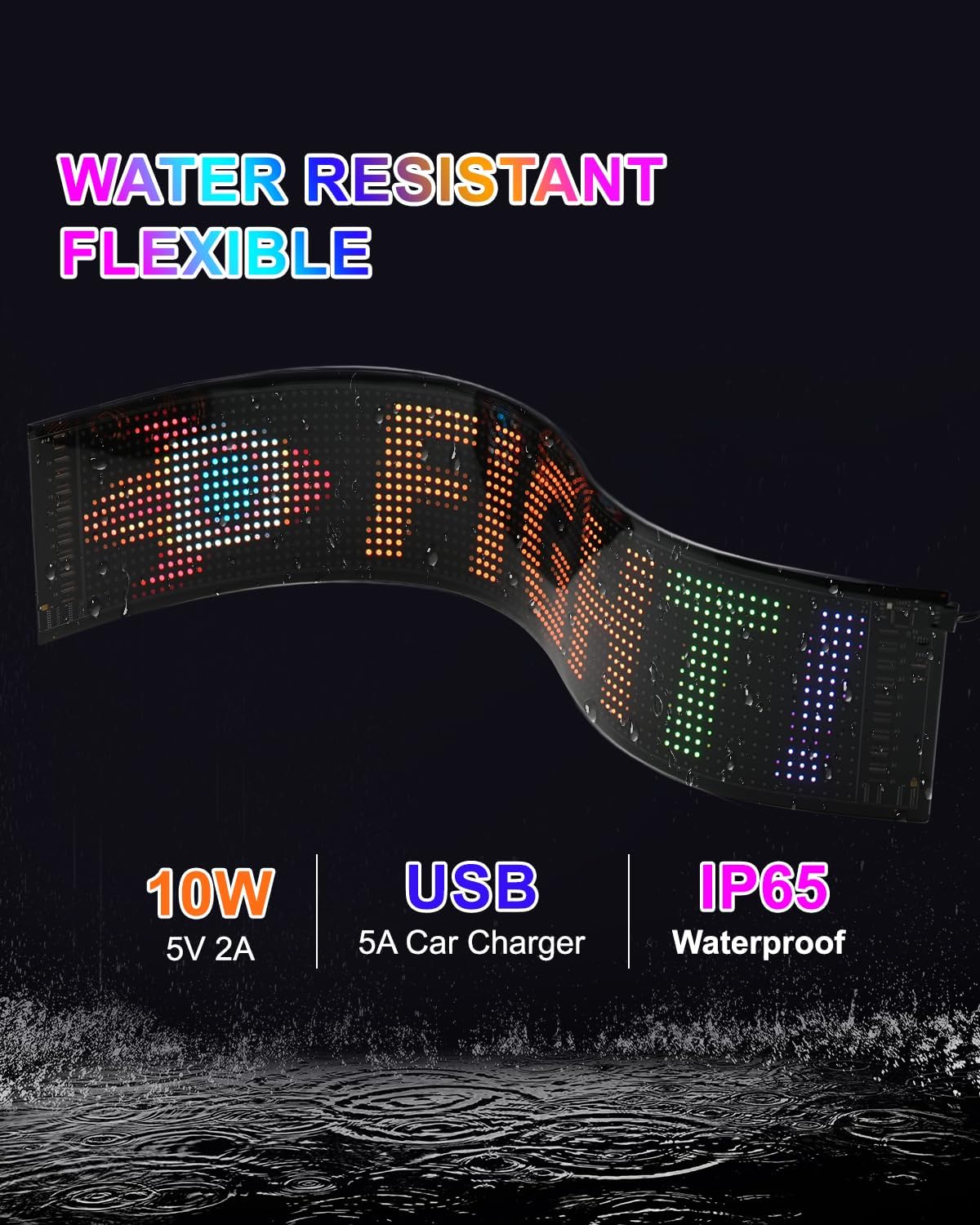 Programmable LED Scrolling Sign - Full Color Display Board with Bluetooth APP Control - Custom Text & GIF Patterns - Perfect for Business Advertising & Car Displays (Full Color, 23" x 5") - Image 4