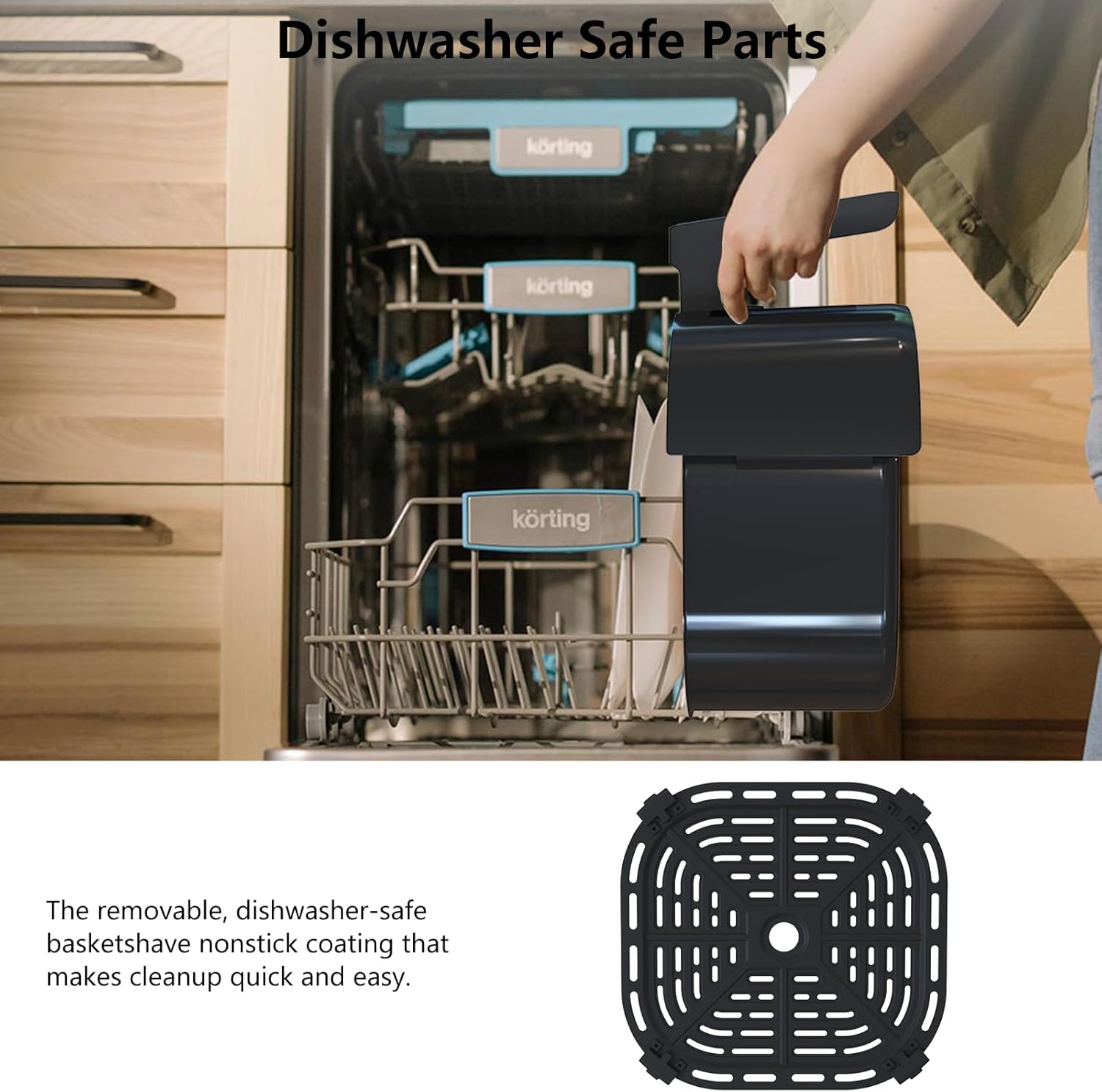 Air Fryer Oven 5 Qt Large Oil Free Touch Screen 1500W Mini Oven Combo with 7 Accessories, One-Touch Digital Controls, Nonstick Silicone Liner & Dishwasher-Safe Detachable Square Basket, Timer - Image 8