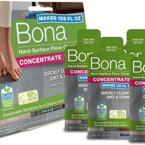 Bona Multi-Surface Floor Cleaner Concentrate – 1 fl oz – 4-Pack – Residue-Free Floor Cleaning Solution for Bona Spray Mop and Spray Bottle Refill – For Stone, Tile, Laminate, and Vinyl Floors