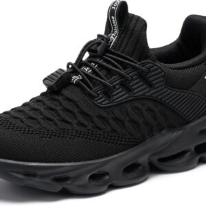 HSQ Kids Boys Shoes Breathable Boys Running Shoes Lightweight Sneakers for Girls Sneakers for Kids Black Size 3.5