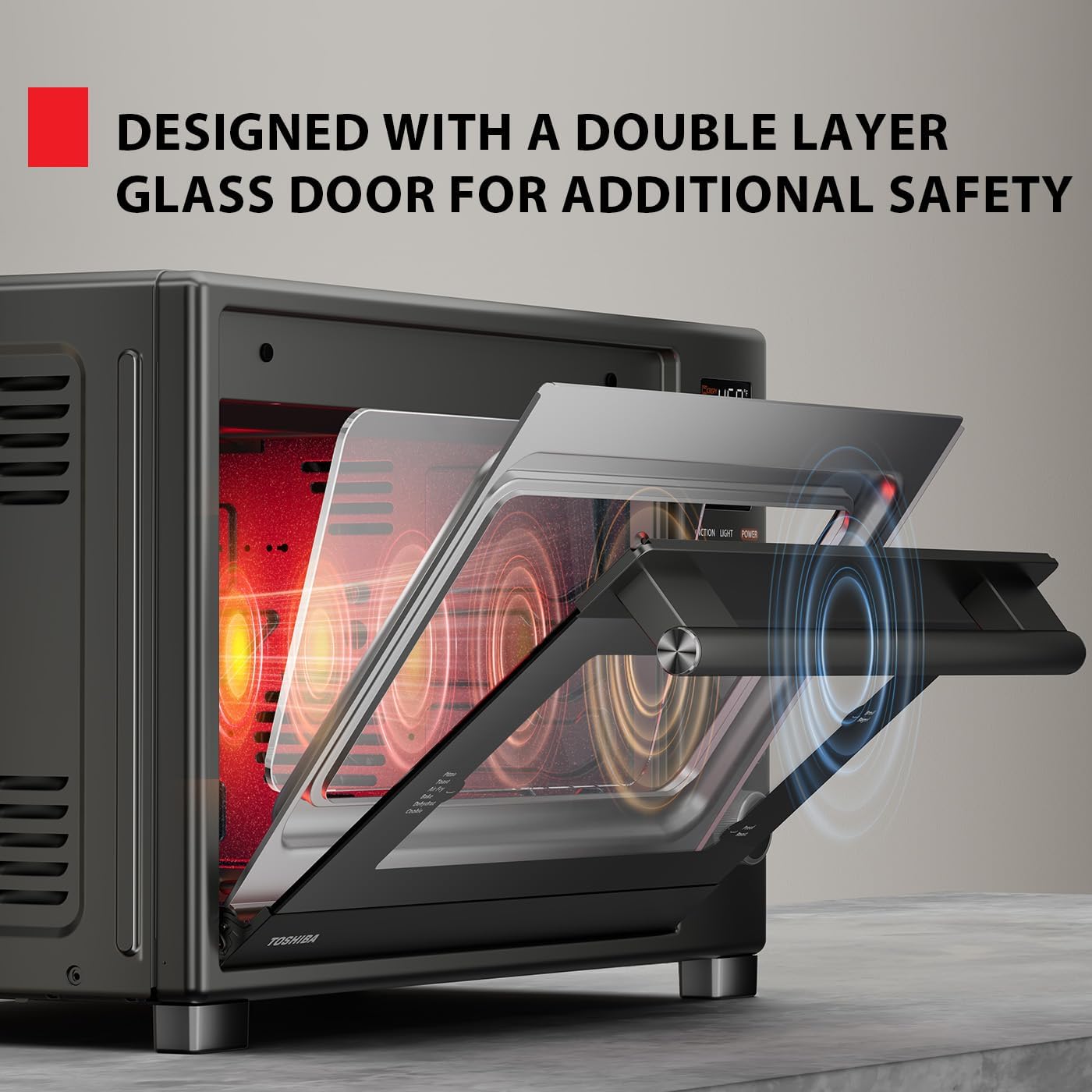 TOSHIBA ChefFry Air Fryer Toaster Oven Combo, 12-in-1 Convection Countertop Oven, 34QT / 32L Large Capacity, 1750W, Master Pizza Modes Design with Exclusive Dual-Temp Tech - Image 6