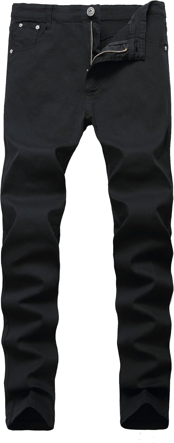 Qazel Vorrlon Men's Blue Skinny Jeans Stretch Washed Slim Fit Pencil Pants