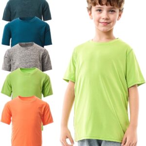 5 Pack Youth Quick-Drying T-Shirt Moisture Wicking Athletic Short Sleeve Tees for Boys & Girls