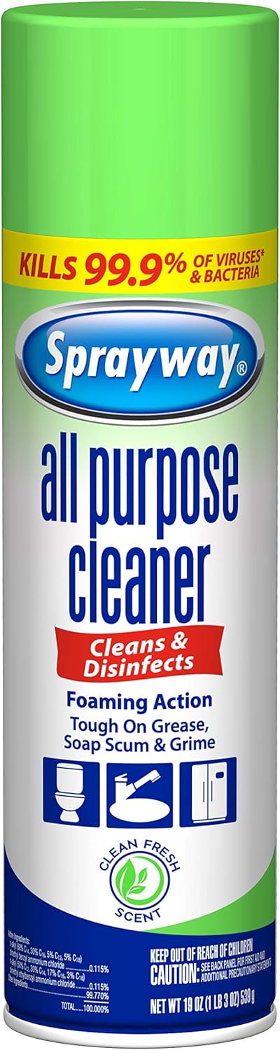 Sprayway All Purpose Disinfectant Cleaner, Foaming Action, 19 Ounce