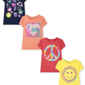 The Children’s Place Girls Trends,Icons Short Sleeve Graphic T-Shirts,4 Pack